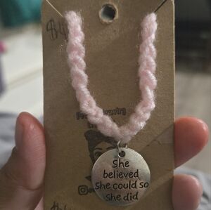 Inspirational Pink Braided Necklace